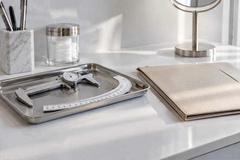 Measuring tools and a folder for a preoperative assessment