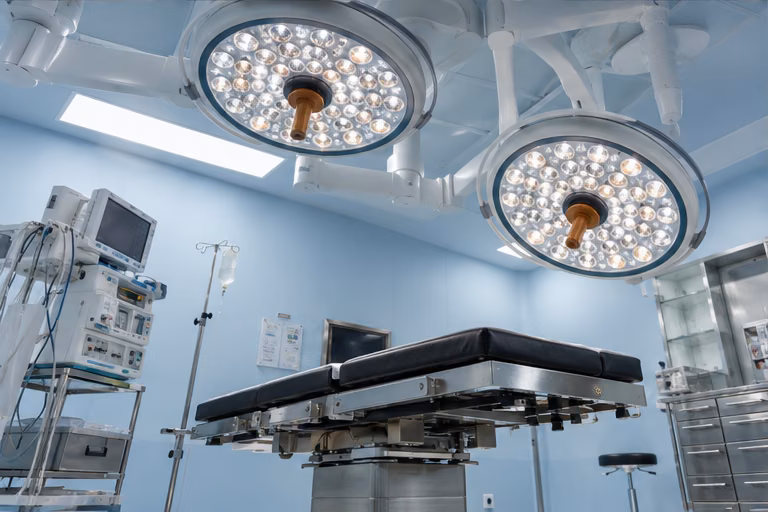 Surgical lights in a prepared operating theatre