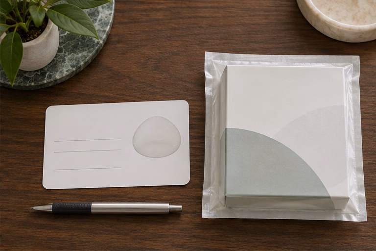 Blank device card and a sealed box for implant records