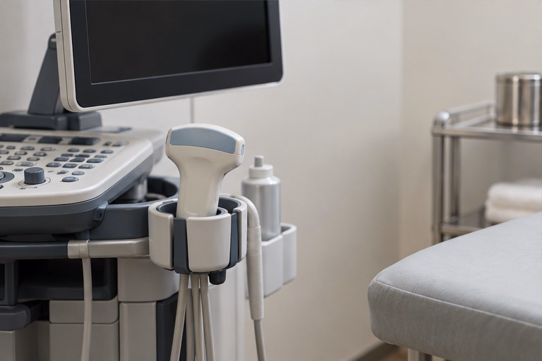 Ultrasound probe and equipment for medical assessment