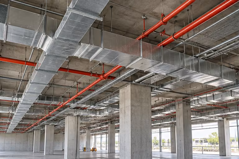 Building services installation beneath a concrete floor