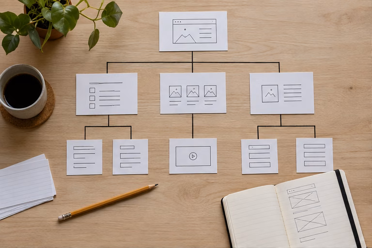 Cards mapping website content and page structure